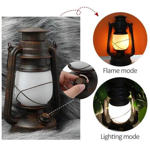 Vintage Camping Lantern Remote Control LED Flame Tent Light