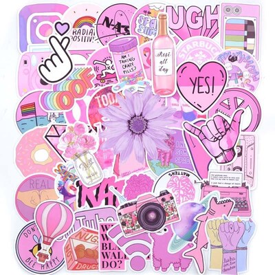 50PCS Cool Summer Vsco Stickers Pack Pink Girl Anime Stiker