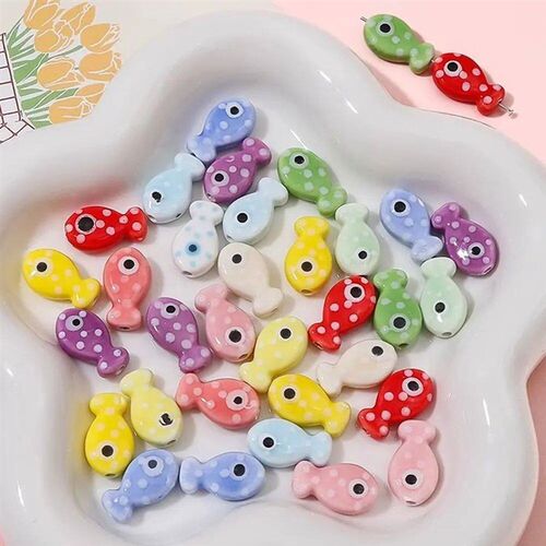 Handmade Craft Small Fish Beads Cartoon Design Fashion Ceram