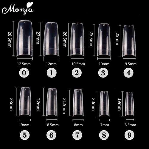 Monja 100Pcs Transparent Natural French Nail Art Half Cover