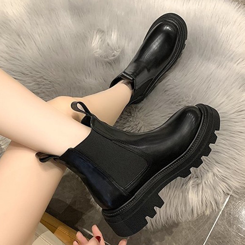 Autumn Winter Chelsea Boots Women 2021 Platform Brown Black图片
