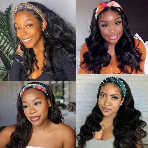 Headband Wigs Body Wave Brazilian Human Hair Wig with Headba