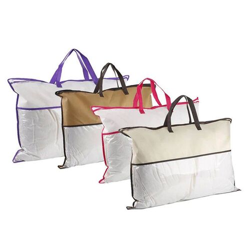 Tranparent Non-woven Pillow Packed Quilt Blanket Zipper Dutp