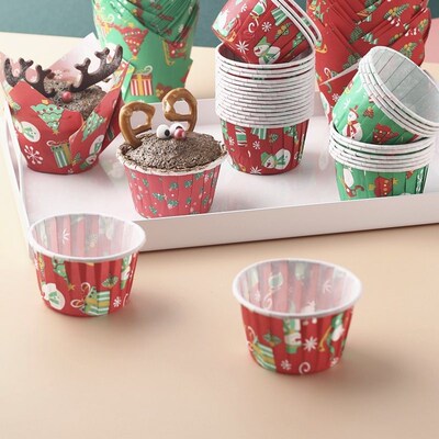 50 Christmas cupcake Paper Festive Mood Muffin Cup oiled