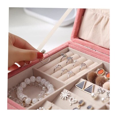 Jewelry box earring storage box necklace ring two layers