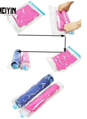 Manually Vacuum Compressed Bag Roll Up Seal Bags Travel Spac