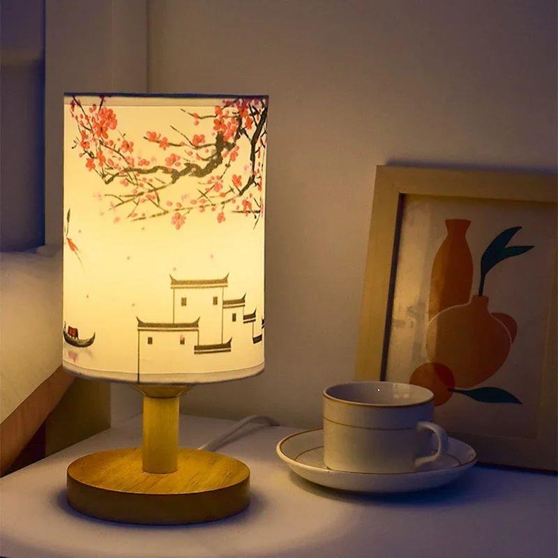 LED Square Decoration Plum BlossomTable Lamps Dimmable EU Pl - 实物图