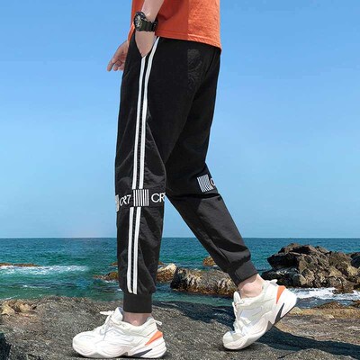 Summer New Casual Pants Mens Croppe Overalls Teenagers Loos