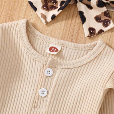 Citgeett Autumn Infant Baby Girls Jumpsuit Solid Color Ribbe