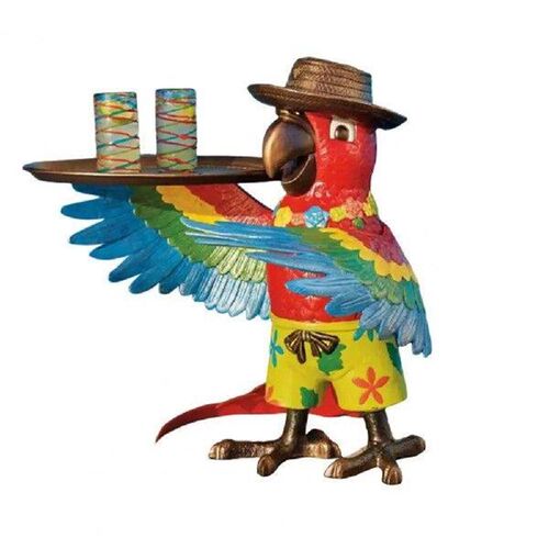 Parrot Butler Sculpture Drink Serving Parrot Butler