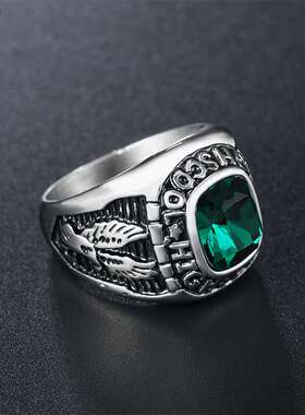 R0152-NK02 Retro high scool military ring mens titanium ste