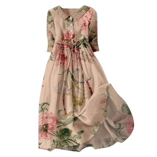 Elegant Women French Style Shirt Long Dresses Summer Slim