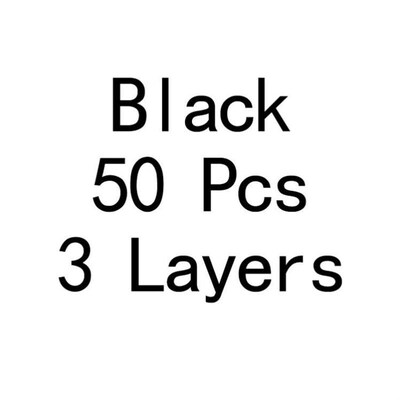 50Pcs Black Face Mask Surgical Disposable 3 Layers Medical