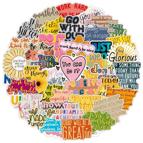 50/100PCS Colorful Motivational Phrases Stickers DIY Travel