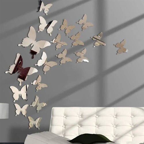 12Pcs/lot 3D Butterfly Mirror Wall er Decal Wall Art Removab