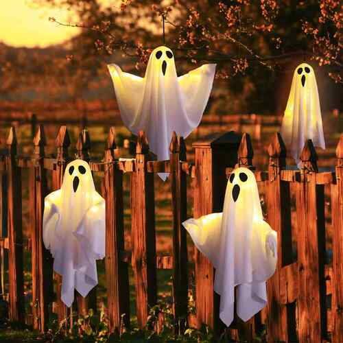 2025 New Halloween Decoration LED Hanging Light Glow White
