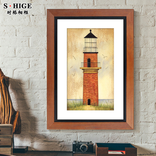 复古实木画框定制相框挂墙装裱外框k8开任意尺寸做旧裱画框