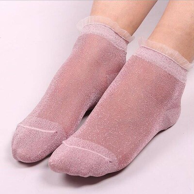 Sexy Shiny Glitter Ankles Socks 1Pairs Women Socks Thin Brea