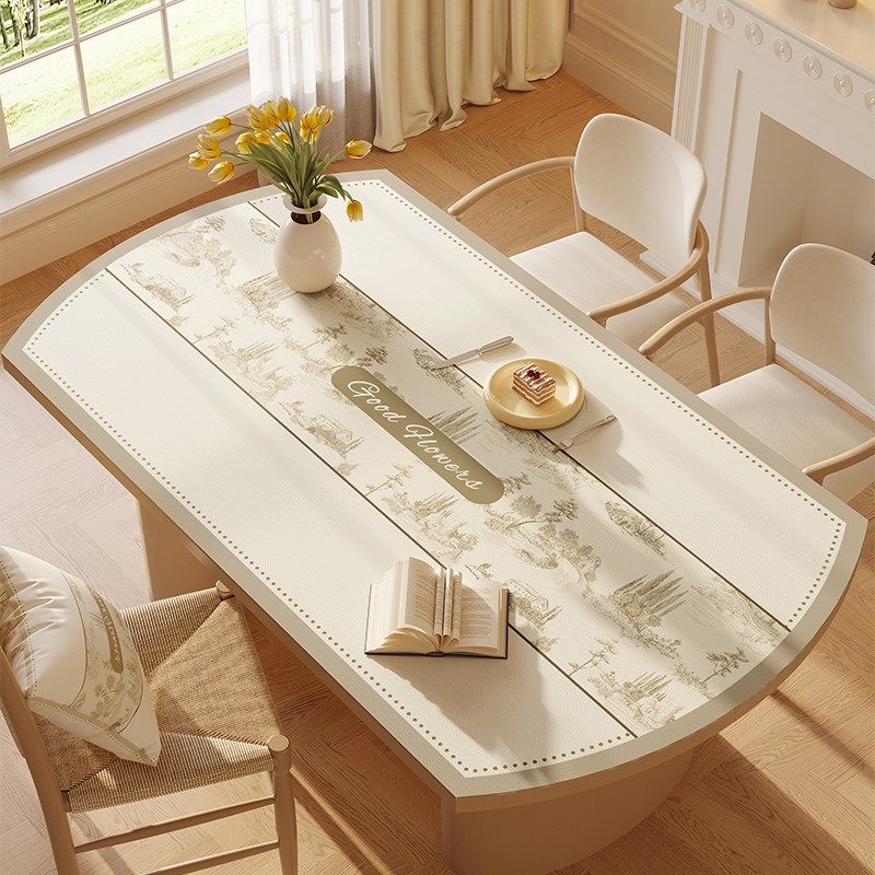 法式椭圆形桌布防水防油防烫免洗pvc皮革奶油弧形桌子茶几餐桌垫,居家布艺,桌布,淘宝优惠券,粉丝福利购,淘宝优惠卷