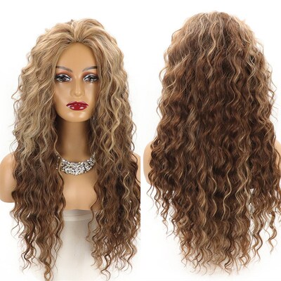 Wig Womens African Curly Curly Hair Large Wave Chemical Fib