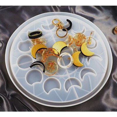 Large Moon Phase Round Tray Resin Mold Crescent Half Full Mo