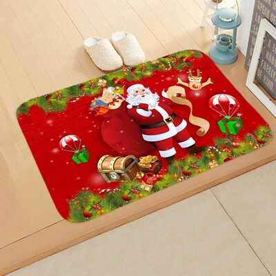 Christmas Door Mat Santa Claus Outdoor Carpet Merry