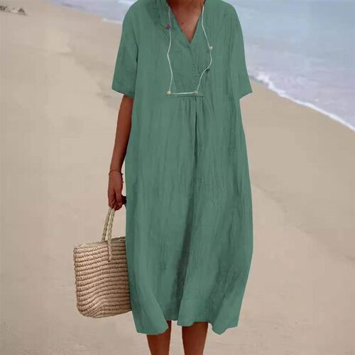 Cotton and linen womens big neck style cotton and linen