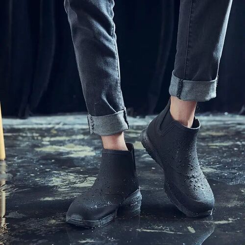 Rain Boots Mans Rubber Boots Fashion Ankle Boots Work Garde