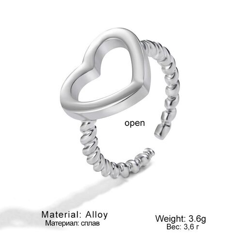 New Korea Fashion Heart-Shaped Ring Simple Design Hip-Hop Pu