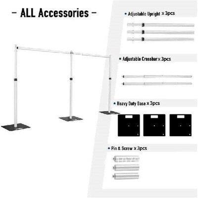 3x6M Stable Aluminum Frame Drape Backdrop Stands for