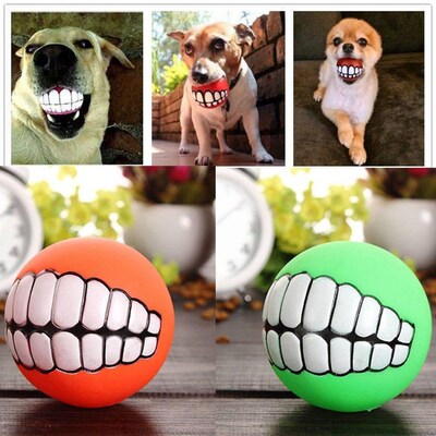Dog Chewing Rubber Ball  Squeaky Cleaning Tooth Dog Chew Toy
