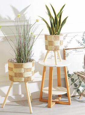 Nordic Hand-made Rattan Double-layer Small Coffee Table Side