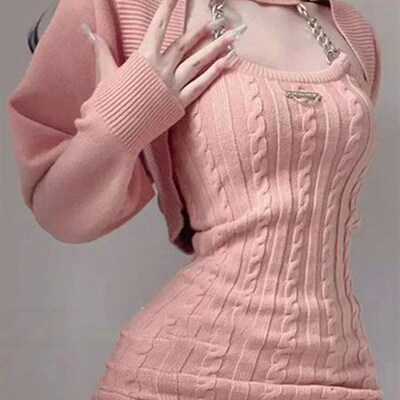 Womans Clothes For 2023 Rave Outfit Knitted Suspender Dress