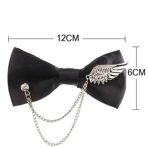 Men Black Bowtie Metal Decoratio Bow Tie For Men Women Unifo