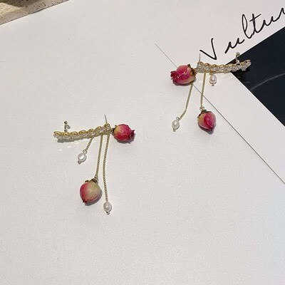 Super immortal eternal rose flower temperament earring earbo