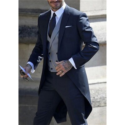 Italian Gentleman Style Wedding Man Long Tail Coat Groom