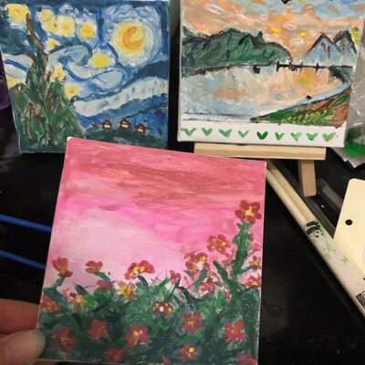 2 Sets Mini  Panel Wooden Easel Sketch Pad Settings For Pain