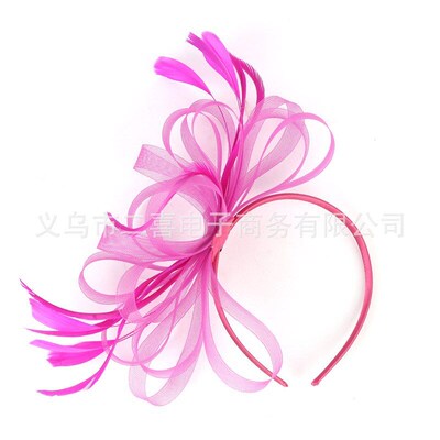 Bridal Veil Headpiece Bow Hair Ornament Feather Hairpin for