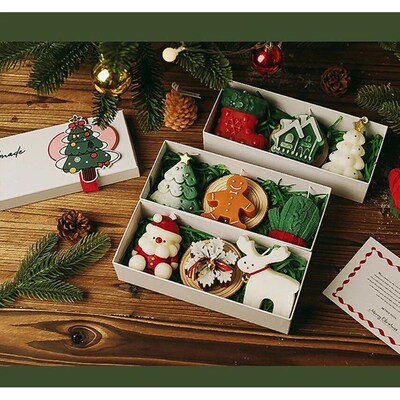 3Pcs/Pack Christmas Handmade Scented Candle Decor Cute