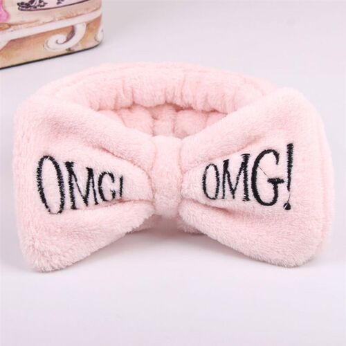 2021 New OMG Letter Coral Fleece Wash Face Bow Hairbands For
