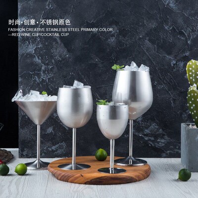 Stainless steel wine glass ice cream goblet cocktail glass
