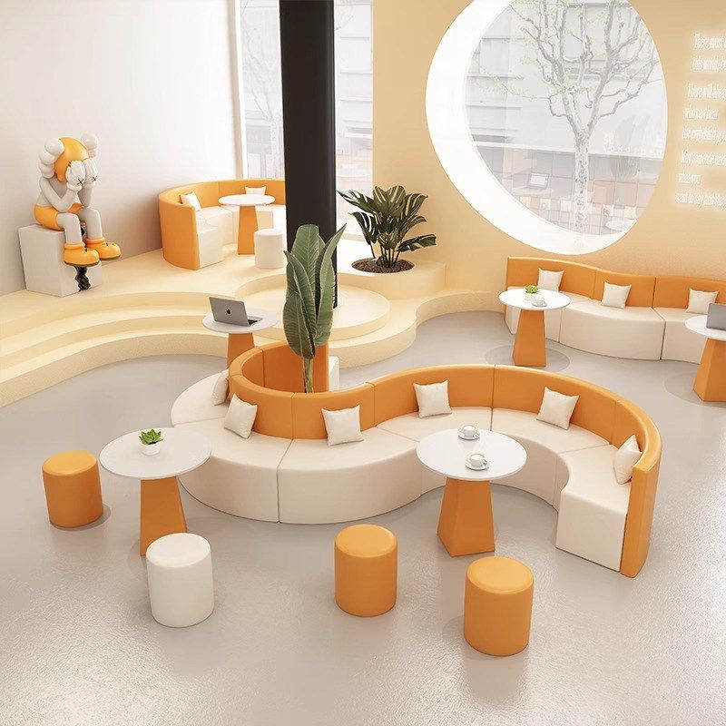 弧形异型沙发办公室休息区大厅会客洽谈接待圆形茶几休闲沙发,商业/办公家具,沙发,淘宝优惠券,粉丝福利购,淘宝优惠卷