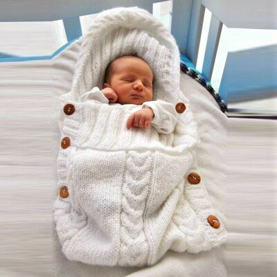 Newborn Infant Baby Blanket Knit Crochet Winter Warm Swaddle