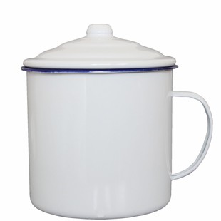 超大号搪瓷杯带盖大容量老式茶缸纯色复古怀旧瓷缸水杯子