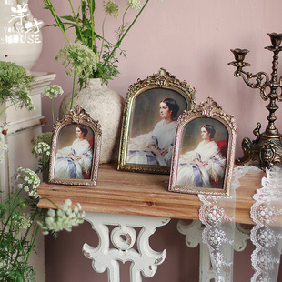法式复古董金色相框甜品台布置茶歇宴会摆台装饰道具欧式桌面摆件