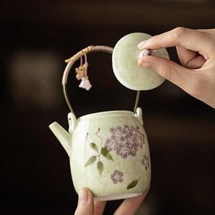 泡绘绣球花提梁壶用中式防烫茶壶女士专NM256110用功夫茶具单家个