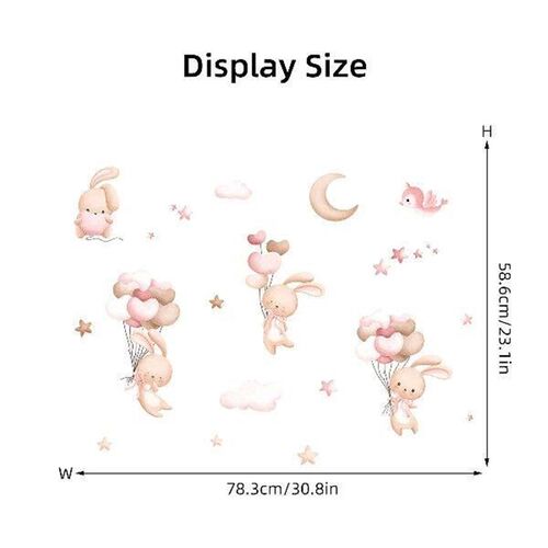 Cute Rabbit Balloon Wall Stickers for Girls Room Baby