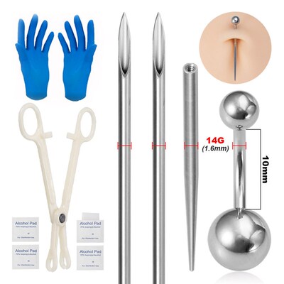 Body Piercing Kit Surgical Steel Threaded Taper Pin Needles