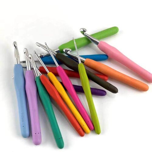 1pc/14pcs 2mm-10mm Colorful Soft Plastic Crochet Hook Set Kn