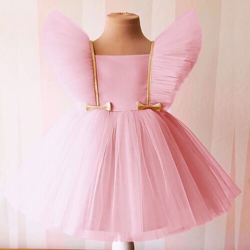Summer Baby Girls Dresses Fly Sleeve Bow Birthday Gown Infan